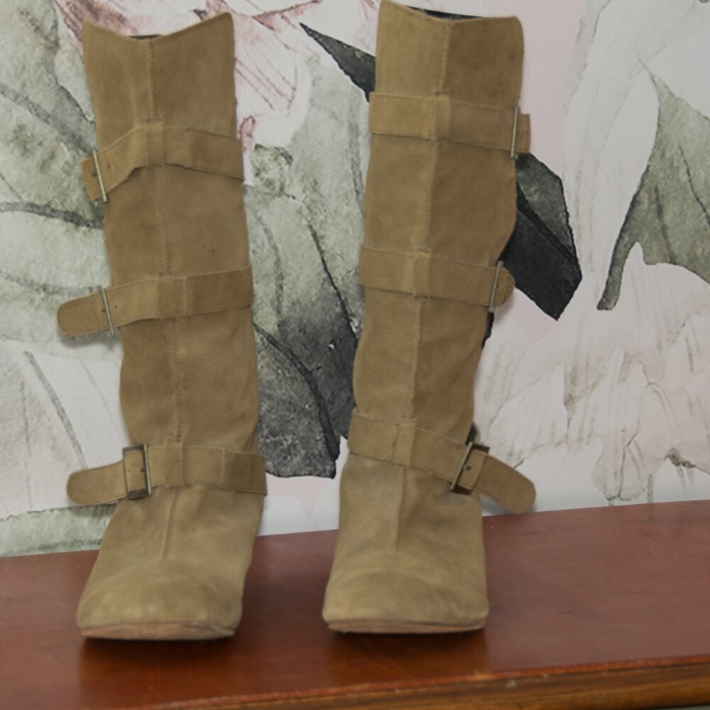 GeeWaWa Suede Low Heeled Buckle Strap Boots 10 - Picture 6 of 7